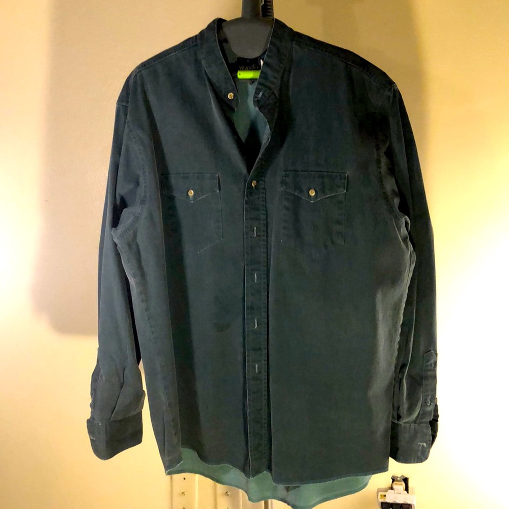 Vintage Wrangler olive denim western long sleeve